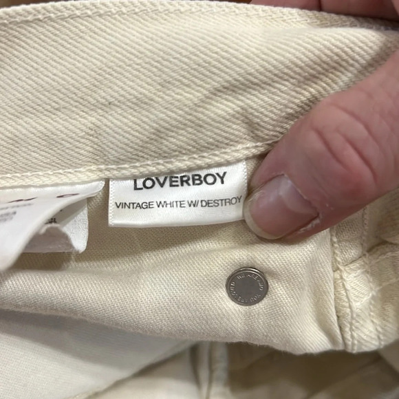 AMO Loverboy Distressed High Rise Denim in Vintage White Size 31 Button Fly - Picture 13 of 15